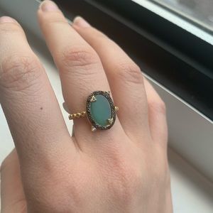 FREIDA ROTHMAN Green Agate 14K Ring Size 8